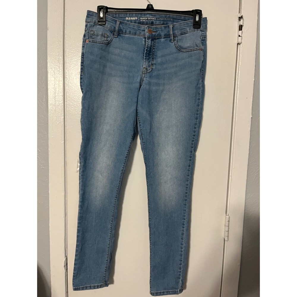 Old Navy Super Skinny Mid Rise Jeans Light Wash Blue Womens Size 10 Regular